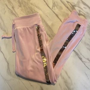 Pink sequin velour joggers!